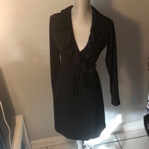 Calvin Klein Wrap Dress W/ Ruffle Trim